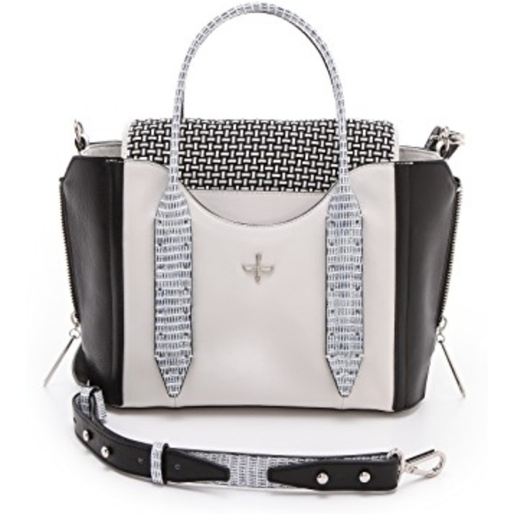 Pour La Victoire Handbags - Pour la Victoire Chanteuse Navy White Hand Bag